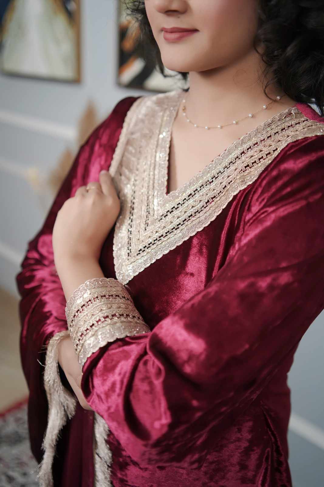 Velvet Regular Fit Suit Set With Velvet Dupatta