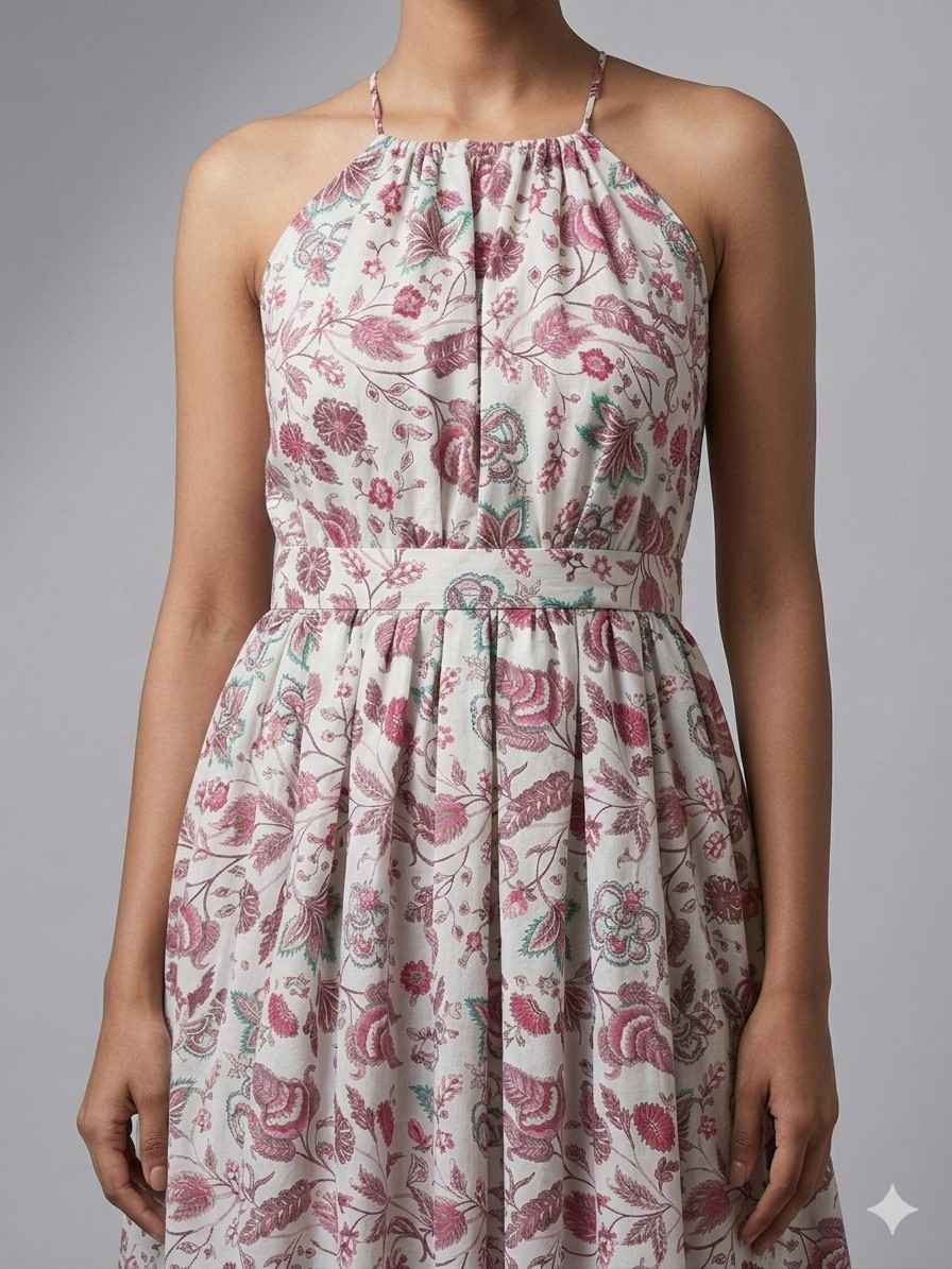 Floral Print Halter neck Maxi Dress