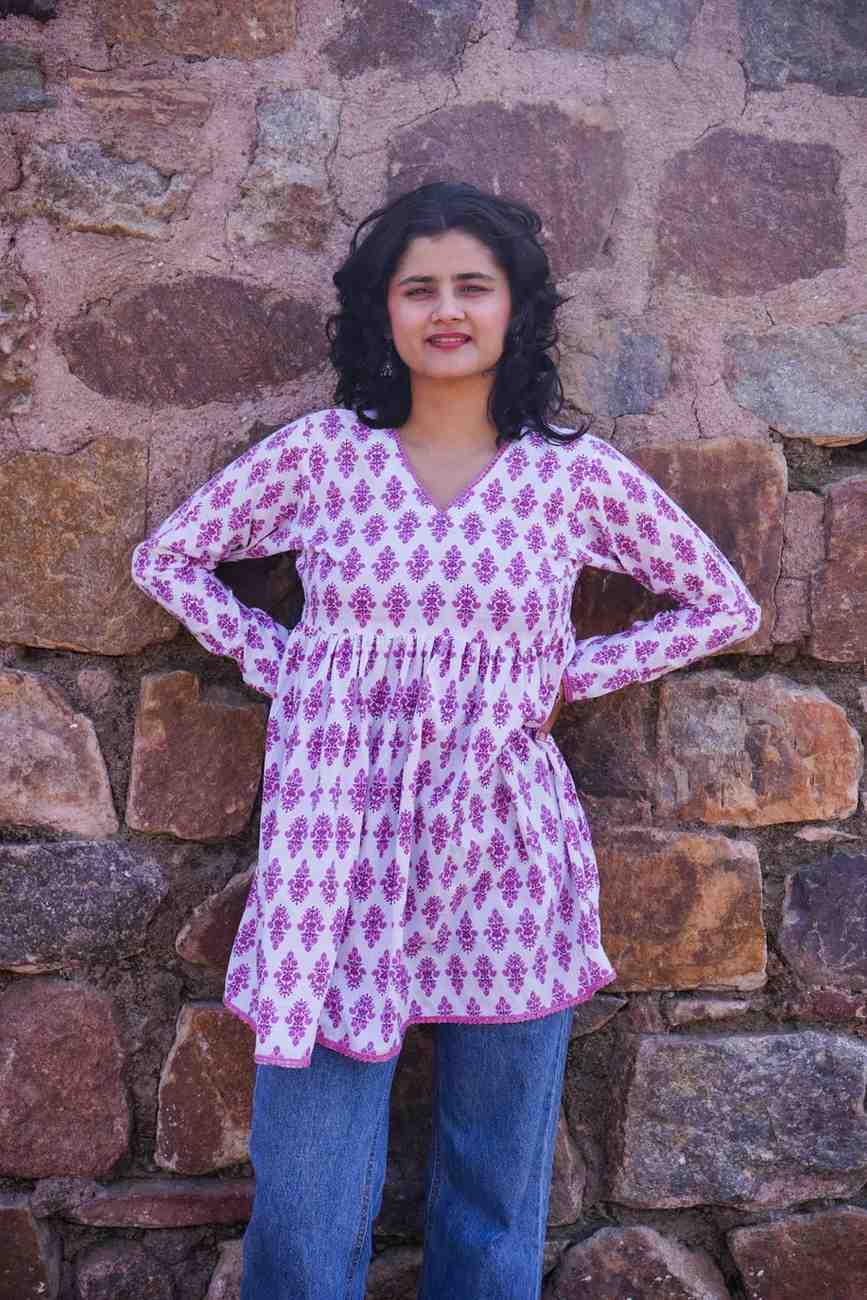Pink Jaipur Cotton Peplum Kurti