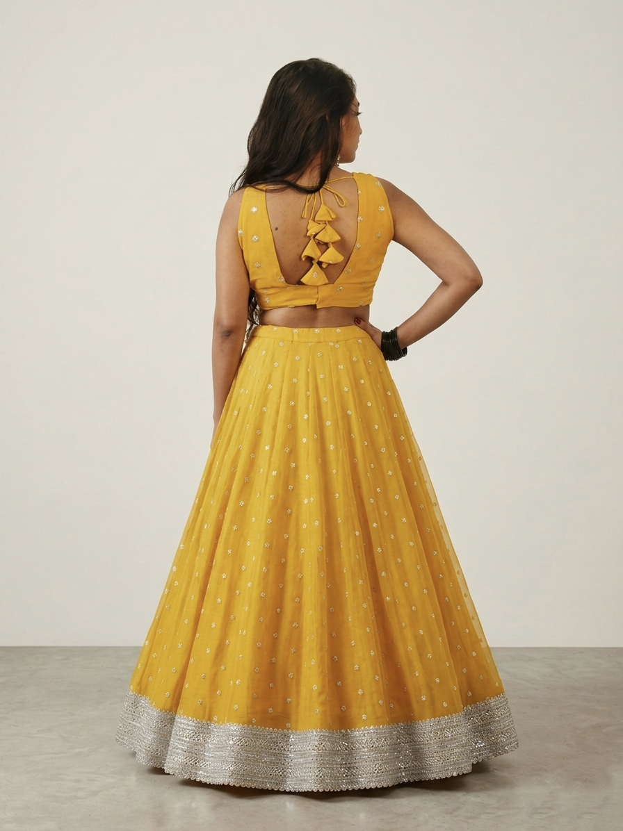 Yellow georgette lehenga